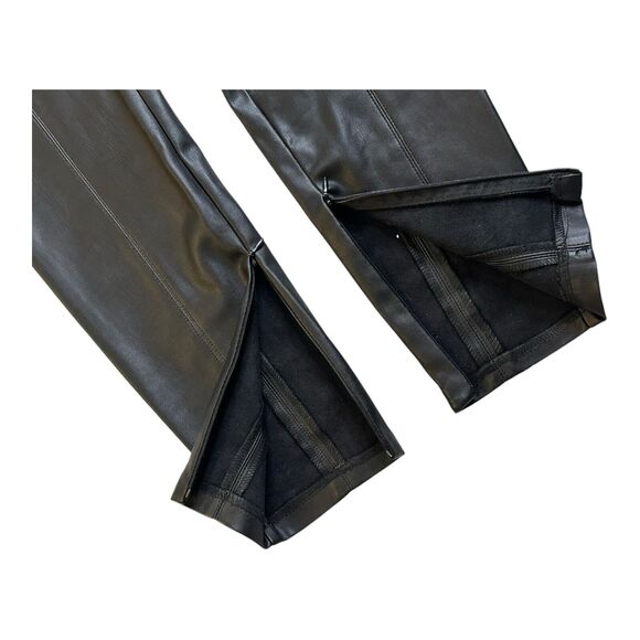 Zara Womens Black Pants Faux Leather Side Zipper Ankle‎ Zippers Sz Large - Picture 6 of 10